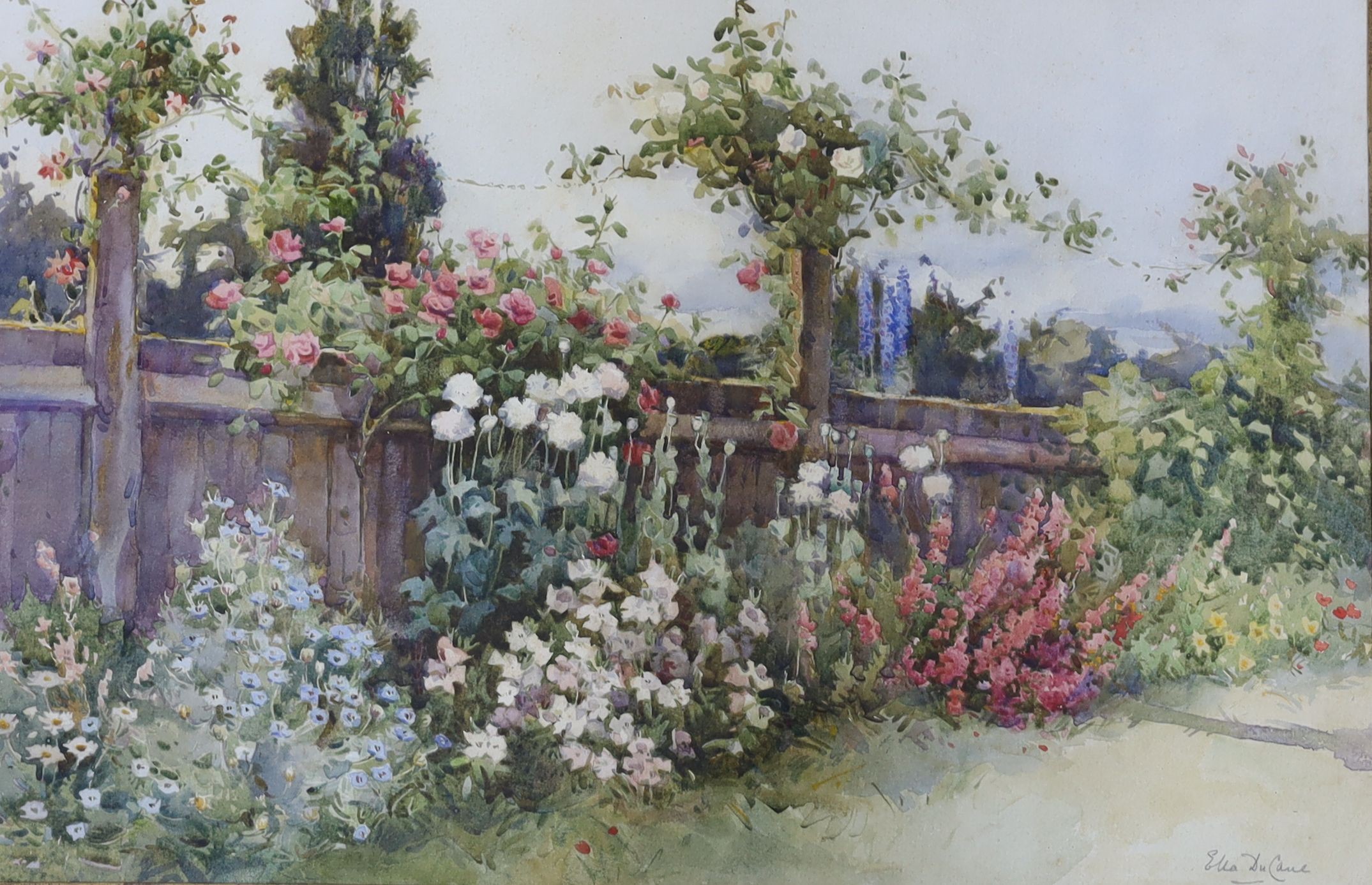 Ella Du Cane (1874-1943), set of four watercolours, Villa Sahel Algier, Garden Terrace, Rose garden and one other, signed, largest 29 x 44cm